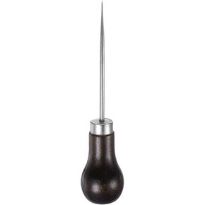 HARFINGTON Handwork Sewing Awl Single Gourd Awl Leather Punch Hole Tool with Wooden Handle Scratch for Broken Wire Make Mark Drilling Stitching Repair and DIY Handmade, Dark Brown