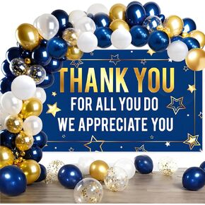 We Appreciate You Decorations Thank You Banner Appreciation Party Decorations with Balloons Thank You For All You Do Backdrop Pastor Teacher Appreciation Doctor Employee Staff Appreciation Supplies