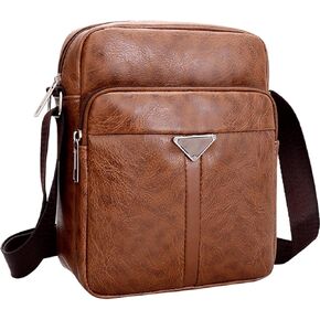 Small Leather Messenger Bag Chest Bag Travel Bag, Mini Crossbody Bag Shoulder Bag for Men Women Purse Satchel Bag