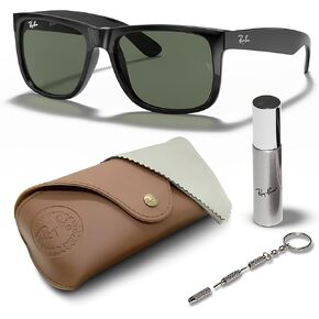Ray-Ban RB4165 JUSTIN Color Mix Square Shape Sunglasses With Eyewear Kit Bundle - High Bridge Fit - Square Sunglasses