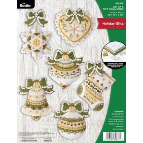 Bucilla, Holiday Glitz, مجموعة صنع الزخارف المكونة من 6 قطع من اللباد، مثالية للفنون والحرف اليدوية، 89637E