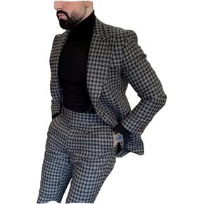 قسط Houndstooth Dogstooth منقوشة سليم صالح سهرة حفلة موسيقية الزفاف العريس الدعاوى مجموعة سترة السترة السراويل معطف رياضي