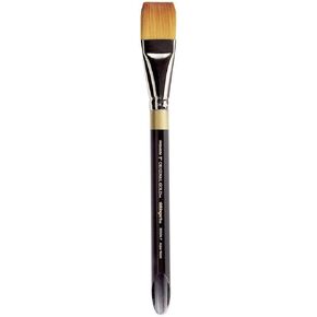 KINGART Premium Original Gold 9550A-1 WASH/GLAZE Series Artist Brush, Golden Taklon Synthetic Hair, Short ACRYLIC HANDLE, for Acrylic, Watercolor, Oil and Gouache Painting, Size 1"