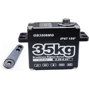 GOTECK 35KG Brushless Digital Servo Large Torque 8.4V Full Metal Gear IP67 Waterproof Steering Servo with 25T Servo Horn for 1/6 1/8 1/10 RC Crawler Car Robot Boat Truck Robot Parts (270 Degree)