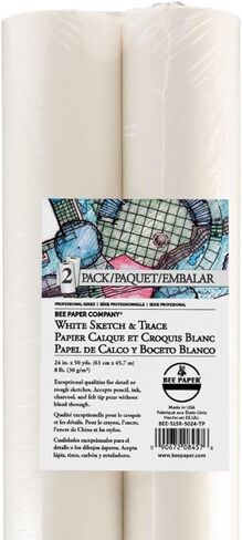 ورق النحل - عبوتان مقاس 60.96 سم × 50 ياردة، بكرة رسم وتتبع بيضاء، للرسم والتتبع والرسم ونمط الخياطة in Kuwait