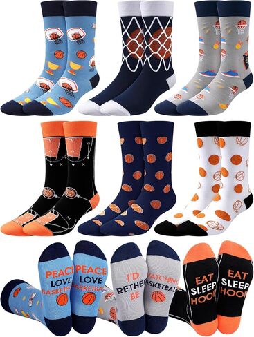 Haysandy 6 Pairs Novelty Basketball Socks for Men Funny Basketball Crew Socks Christmas Gift for Men Basketball Sports Lovers in Saudi Arabia