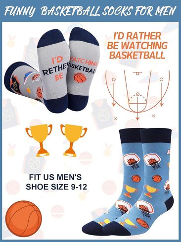 Haysandy 6 Pairs Novelty Basketball Socks for Men Funny Basketball Crew Socks Christmas Gift for Men Basketball Sports Lovers in Saudi Arabia