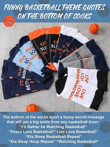 Haysandy 6 Pairs Novelty Basketball Socks for Men Funny Basketball Crew Socks Christmas Gift for Men Basketball Sports Lovers in Saudi Arabia