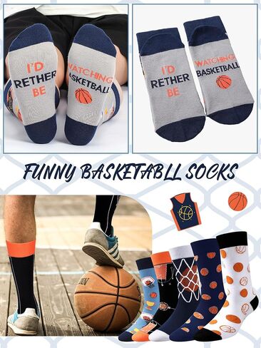 Haysandy 6 Pairs Novelty Basketball Socks for Men Funny Basketball Crew Socks Christmas Gift for Men Basketball Sports Lovers in Saudi Arabia