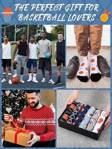 Haysandy 6 Pairs Novelty Basketball Socks for Men Funny Basketball Crew Socks Christmas Gift for Men Basketball Sports Lovers in Saudi Arabia