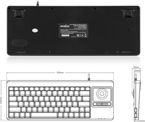 Perixx PERIBOARD-515H لوحة مفاتيح USB سلكية مع لوحة لمس، محورين، تخطيط باللغة الإنجليزية الأمريكية، أسود in Kuwait