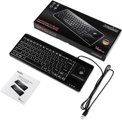Perixx PERIBOARD-515H لوحة مفاتيح USB سلكية مع لوحة لمس، محورين، تخطيط باللغة الإنجليزية الأمريكية، أسود in Kuwait