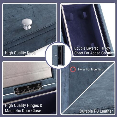 CKEYURE Premium XL صندوق فاراداي من جلد البولي يوريثان الأبيض لمفاتيح السيارة مع إغلاق مغناطيسي | مفتاح آمن مثبت على الحائط | صندوق مانع إشارة المفتاح فوب | صندوق مفاتيح RFID وواقي مفتاح فاراداي in Saudi Arabia