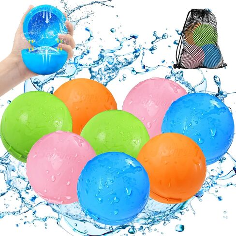 SOPPYCID Reusable Water Balloons, Pool Toys Beach Toys, Summer Water Toys, Refillable Water Bomb Splash Balls with Quick Fill &Self Sealing for Outdoor Activities, Water Games (4PCS) in Saudi Arabia