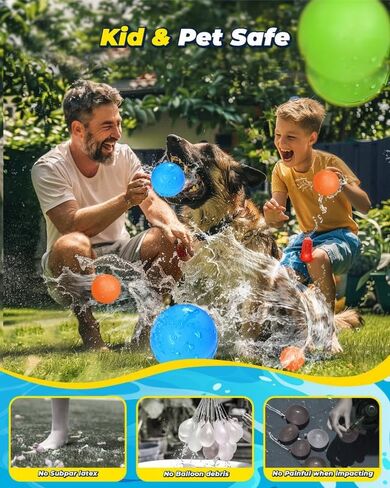 SOPPYCID Reusable Water Balloons, Pool Toys Beach Toys, Summer Water Toys, Refillable Water Bomb Splash Balls with Quick Fill &Self Sealing for Outdoor Activities, Water Games (4PCS) in Saudi Arabia