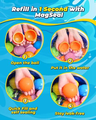 SOPPYCID Reusable Water Balloons, Pool Toys Beach Toys, Summer Water Toys, Refillable Water Bomb Splash Balls with Quick Fill &Self Sealing for Outdoor Activities, Water Games (4PCS) in Saudi Arabia