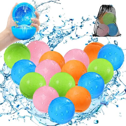 SOPPYCID Reusable Water Balloons, Pool Toys Beach Toys, Summer Water Toys, Refillable Water Bomb Splash Balls with Quick Fill &Self Sealing for Outdoor Activities, Water Games (4PCS) in Kuwait