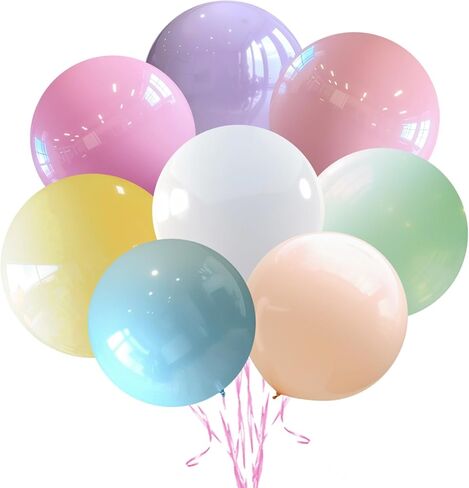 8pcs 36inch Large Pastel Balloons, Big Round Multicolor Latex Balloons Giant Balloons for Birthday Wedding Party Festival Event Carnival Decorations in Saudi Arabia