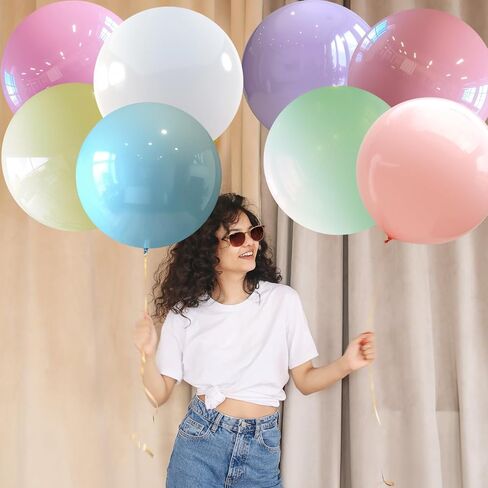 8pcs 36inch Large Pastel Balloons, Big Round Multicolor Latex Balloons Giant Balloons for Birthday Wedding Party Festival Event Carnival Decorations in Saudi Arabia