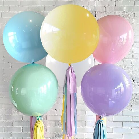 8pcs 36inch Large Pastel Balloons, Big Round Multicolor Latex Balloons Giant Balloons for Birthday Wedding Party Festival Event Carnival Decorations in Saudi Arabia