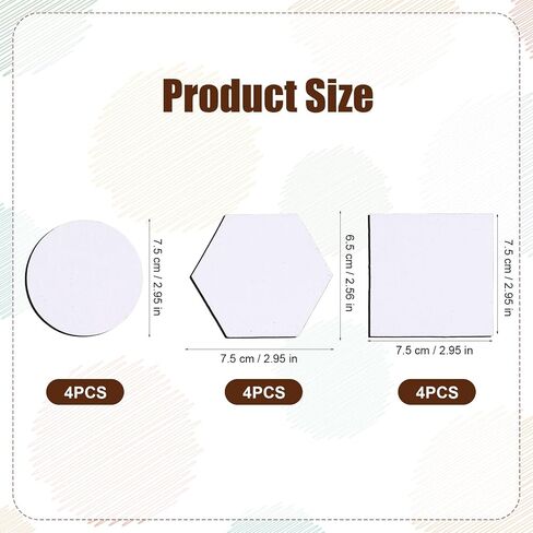 12pcs Magnetic Canvas Painting, Small Magnet Painting Canvas Panels Mini Painting Board for Art Watercolor Acrylic Oil Gouache Tempera Paint Student Art Lover Present (Hexagon/Round/Square Shaped) in Saudi Arabia
