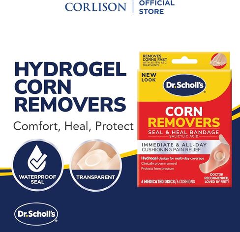 Dr. Scholl's CORN REMOVERS Seal & Heal Bandage with Hydrogel Technology, 6 ct // Removes Corns Fast And Provides Cushioning Protection Against Shoe Pressure And Friction For All-Day Pain Relief in Saudi Arabia