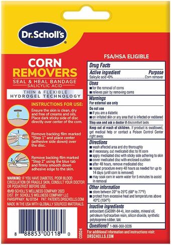 Dr. Scholl's CORN REMOVERS Seal & Heal Bandage with Hydrogel Technology, 6 ct // Removes Corns Fast And Provides Cushioning Protection Against Shoe Pressure And Friction For All-Day Pain Relief in Saudi Arabia