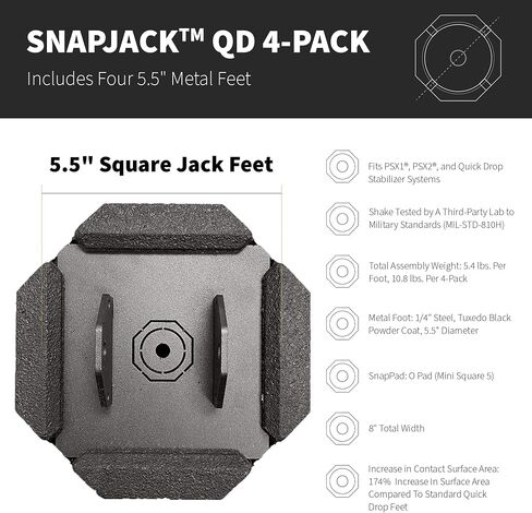 SnapPad SnapJack® QD (عبوة من 4 قطع) | تتميز حوامل المقطورة ذات الأربع نقاط بقدم معدنية مقاس 5.5 بوصة | تضيف 61% مساحة سطح إضافية، 3.79 رطل. لكل وسادة وعرض إجمالي 7.25 بوصة | ملحقات RV التي يجب اقتناؤها in Saudi Arabia