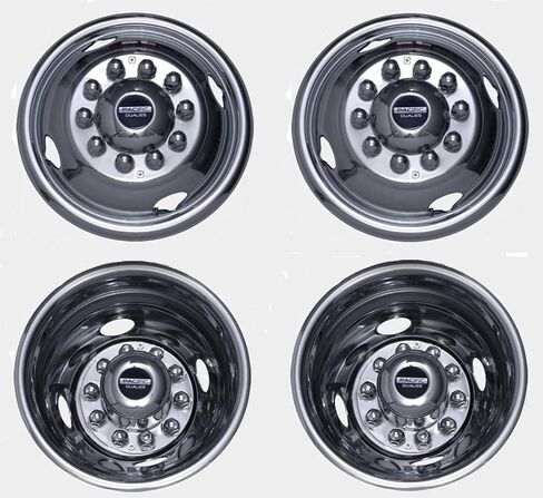 Pacific Dualies 32-1608 مصقول 16 بوصة 10 العروة طقم محفز عجلة من الفولاذ المقاوم للصدأ لشاحنة 1988-1998 Ford F450 Super Duty in Kuwait