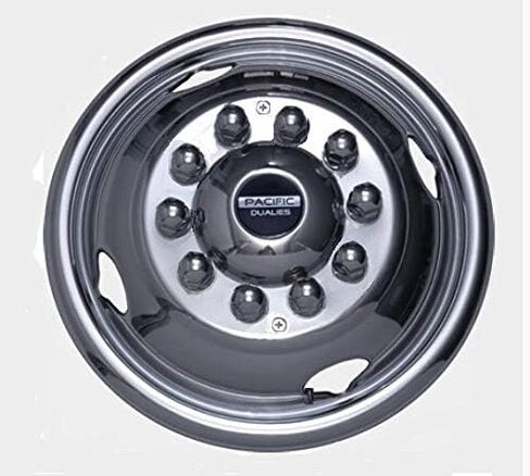 Pacific Dualies 32-1608 مصقول 16 بوصة 10 العروة طقم محفز عجلة من الفولاذ المقاوم للصدأ لشاحنة 1988-1998 Ford F450 Super Duty in Kuwait