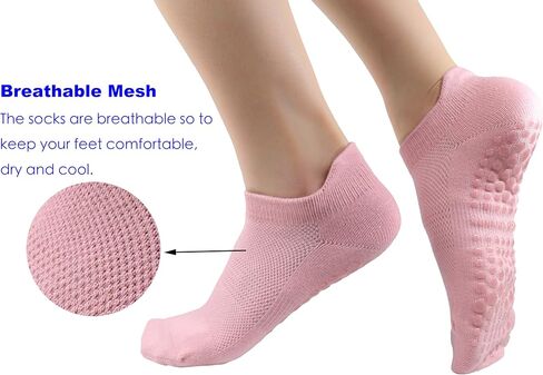 Tamlien Yoga Socks, Pilates Grip Socks Non-Slip Socks for Yoga, Barre, Sports Home Socks Barefoot Pregnant Crew Socks in Kuwait
