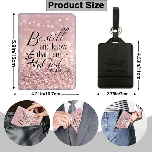 Passport Holder for Travel with Luggage Tag, PU Leather Passport Wallet with RFID Blocking for Women Men, Multi Card Slot Passport Cover Case, Sunflowers and Butterflies in Bloom in Kuwait