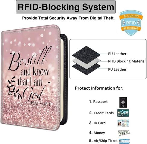Passport Holder for Travel with Luggage Tag, PU Leather Passport Wallet with RFID Blocking for Women Men, Multi Card Slot Passport Cover Case, Sunflowers and Butterflies in Bloom in Kuwait