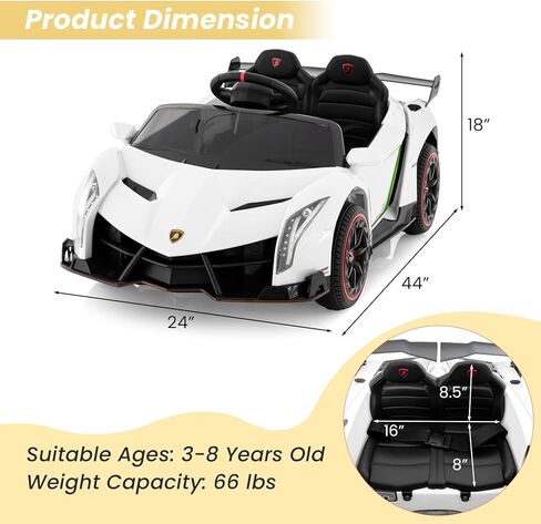 HONEY JOY Ride On Car, 12V Licensed Lamborghini Electric Vehicle for Kids, 3 Speeds, Openable Door, Horn, Music, Control Lever, Toddler Ride On Car Toy with Remote Control, Gift for Boys Girls (Red) in Kuwait