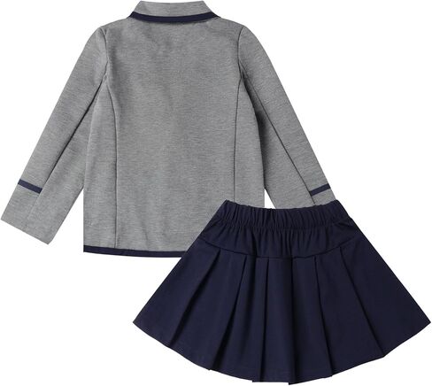 Mud Kingdom Girls British School Uniform Long Sleeve Wide Lapel Coat with Skirt Set 4-16Y in Kuwait