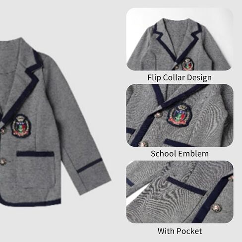 Mud Kingdom Girls British School Uniform Long Sleeve Wide Lapel Coat with Skirt Set 4-16Y in Kuwait