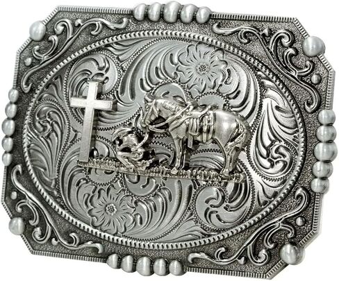 Belt Buckle With Cowboy Western Horse & Bull Animal Symbol Acanthus Patterns Clothing Accessories in Kuwait