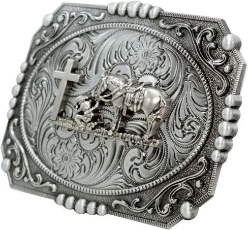 Belt Buckle With Cowboy Western Horse & Bull Animal Symbol Acanthus Patterns Clothing Accessories in Kuwait