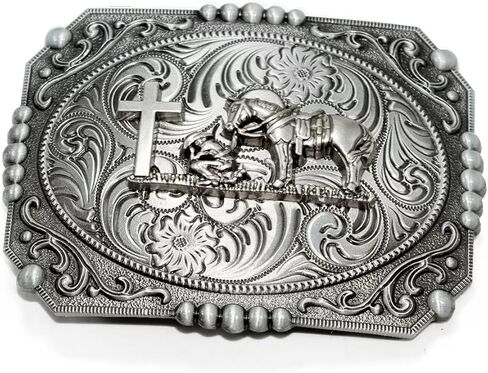 Belt Buckle With Cowboy Western Horse & Bull Animal Symbol Acanthus Patterns Clothing Accessories in Kuwait
