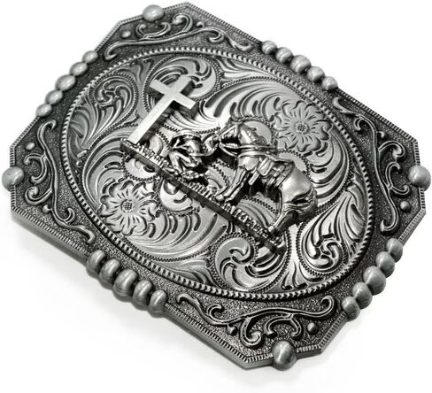 Belt Buckle With Cowboy Western Horse & Bull Animal Symbol Acanthus Patterns Clothing Accessories in Kuwait