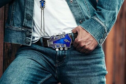 Moranse Western Cowboy Belt Buckles & Bolo Tie With Music Lover Guitarist Design 2 Pieces in Kuwait