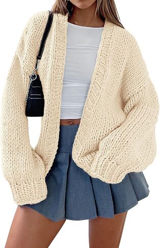 PRETTYGARDEN Women's Fall Open Front Cardigan Sweaters Long Sleeve Loose Fit Chunky Knit Outerwear Trendy Casual Outfits in Kuwait