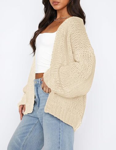 PRETTYGARDEN Women's Fall Open Front Cardigan Sweaters Long Sleeve Loose Fit Chunky Knit Outerwear Trendy Casual Outfits in Kuwait