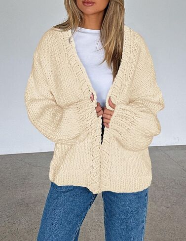 PRETTYGARDEN Women's Fall Open Front Cardigan Sweaters Long Sleeve Loose Fit Chunky Knit Outerwear Trendy Casual Outfits in Kuwait