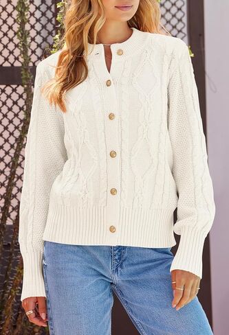 MEROKEETY Women's 2024 Fall Long Sleeve Sweater Cardigan Cable Knit Open Front Button Outwear Coats in Kuwait