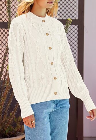 MEROKEETY Women's 2024 Fall Long Sleeve Sweater Cardigan Cable Knit Open Front Button Outwear Coats in Kuwait