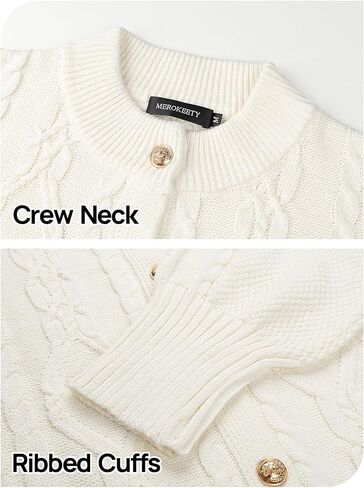 MEROKEETY Women's 2024 Fall Long Sleeve Sweater Cardigan Cable Knit Open Front Button Outwear Coats in Kuwait
