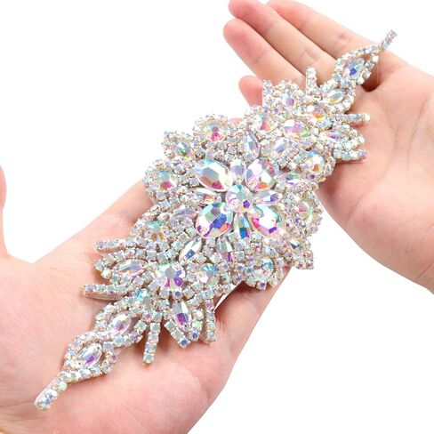 ShiDianYi Elegant Sash/Wedding Applique - Rhinestones Hot Fix or Sew On Belt Sash for Dress in Kuwait