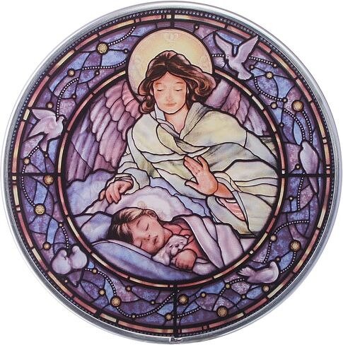 Stained Glass Panel - Little Girl Guardian Angel Stained Glass Window Hangings - Art Glass Window Treatments in Saudi Arabia