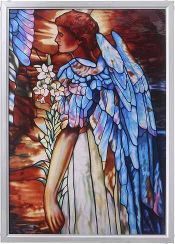 Stained Glass Panel - Little Girl Guardian Angel Stained Glass Window Hangings - Art Glass Window Treatments in Saudi Arabia